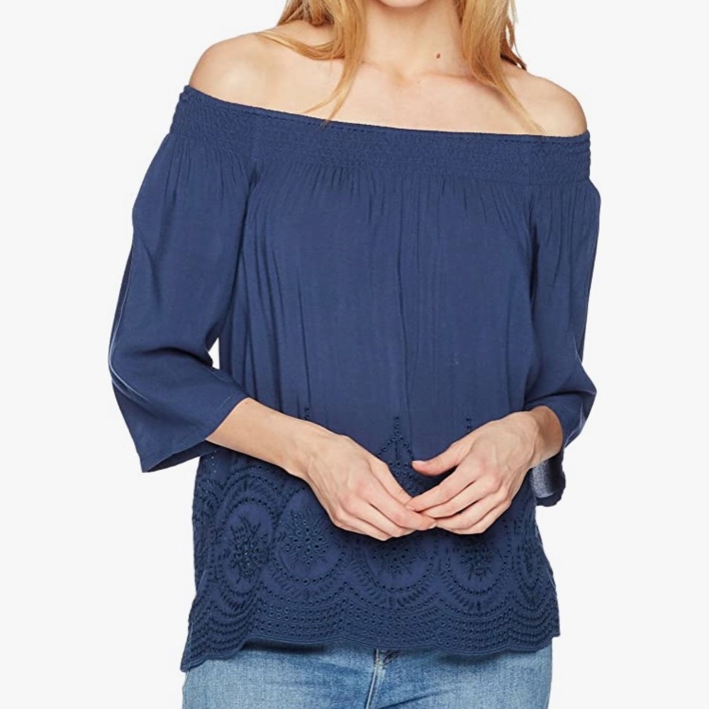 Tribal Women's Off The Shoulder Embroidered Top